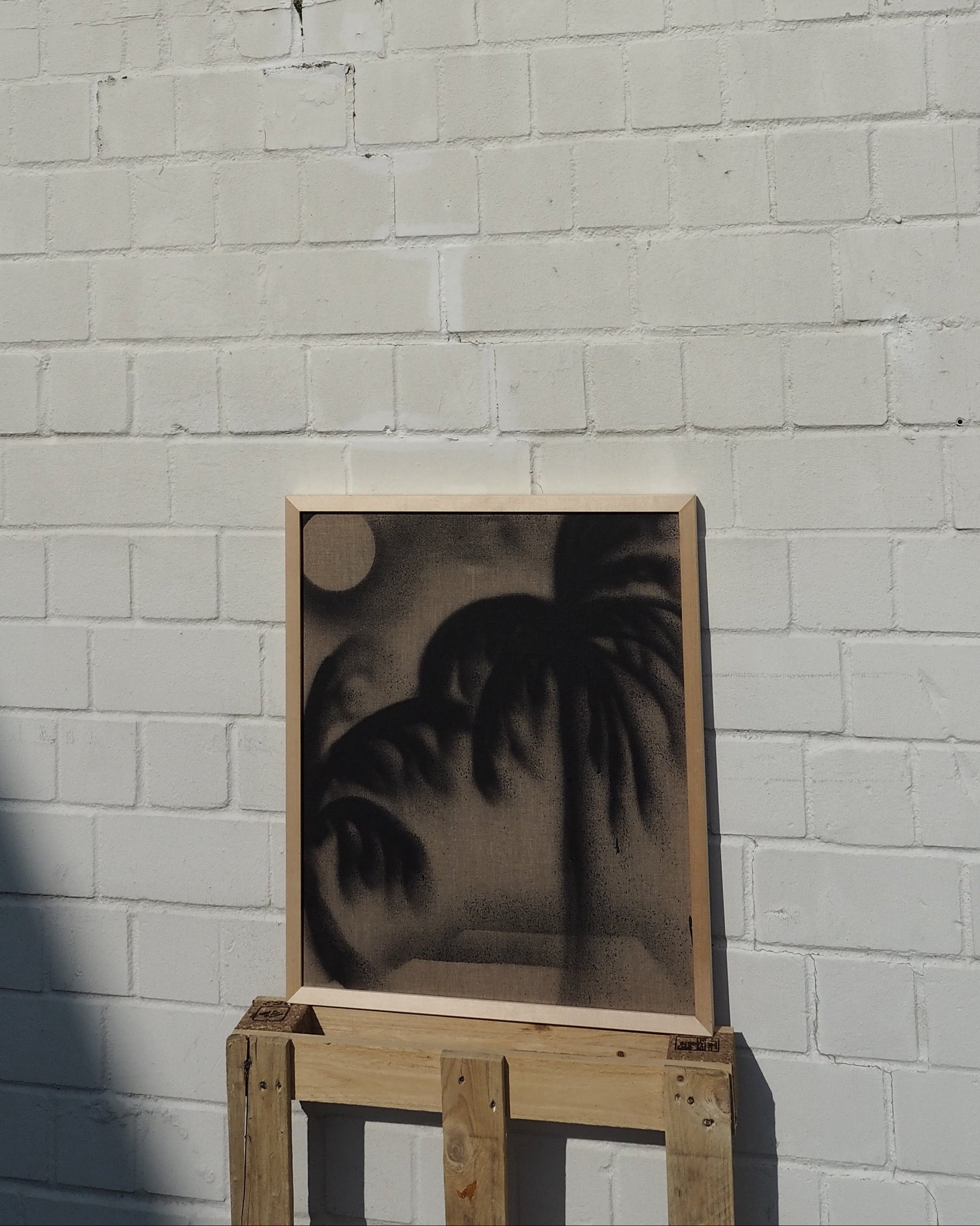 Palm tree painting raw canvas abstract art for modern midcentury living