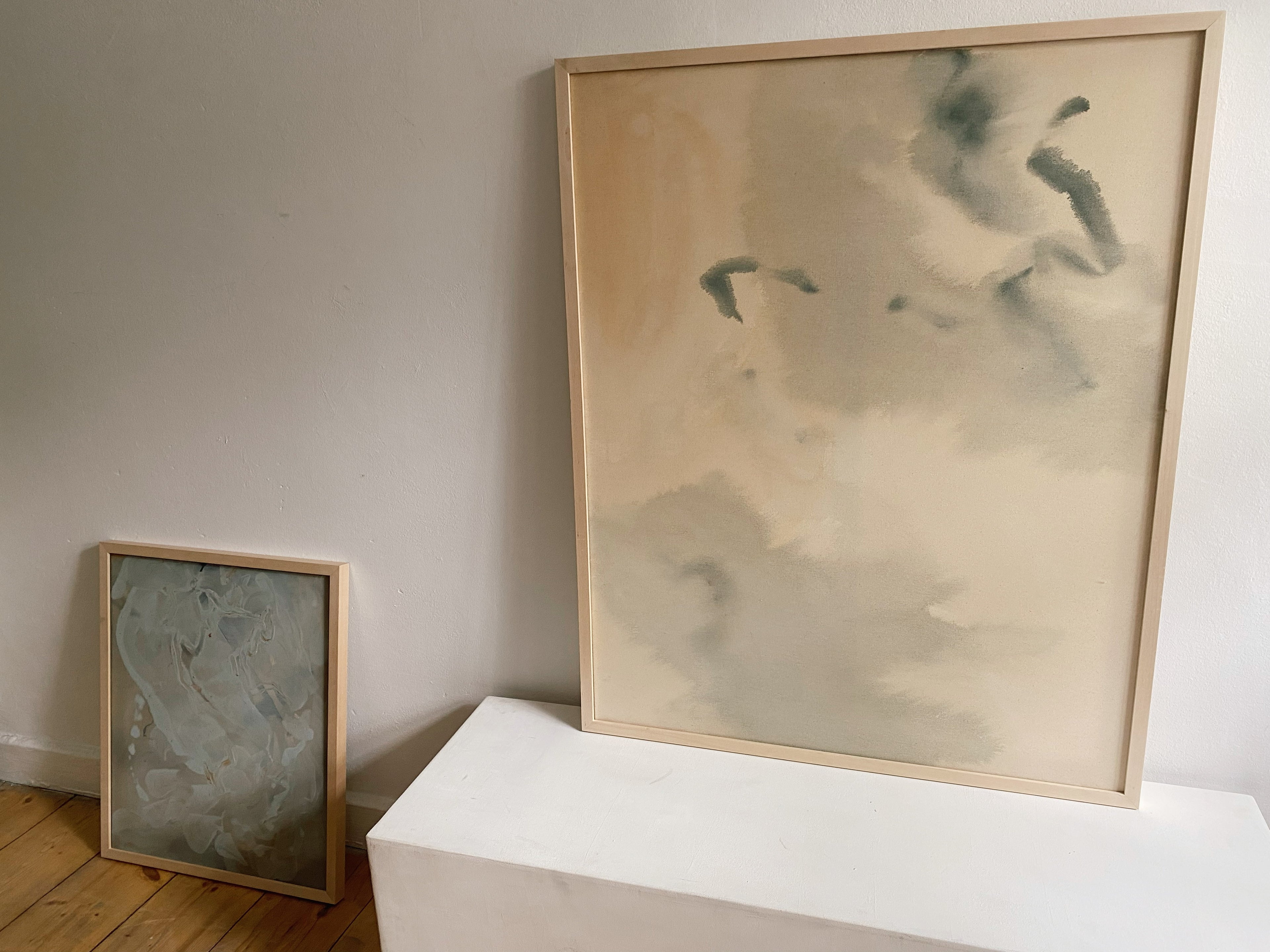 Abstract paintings soft washed earthtones muted colorpalette grounding and warm