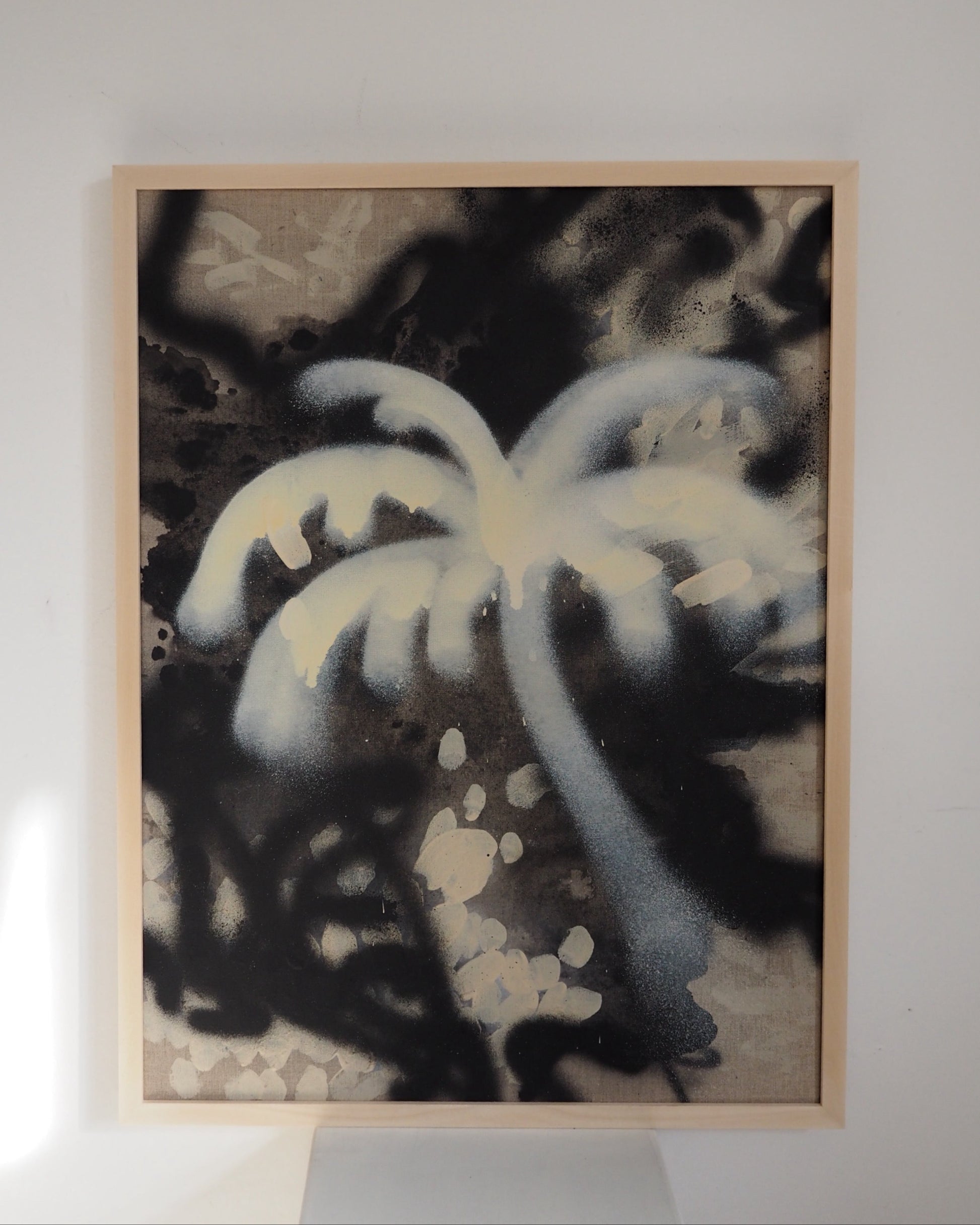 essence of freedom earthy muted tones painting palm tree raw linen cancas midcentury modern